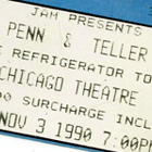 Penn and Teller Fridge Tour Ticket 1990