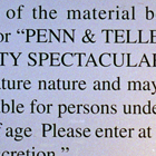 Penn and Teller SinCity Spectacular Warning Sign